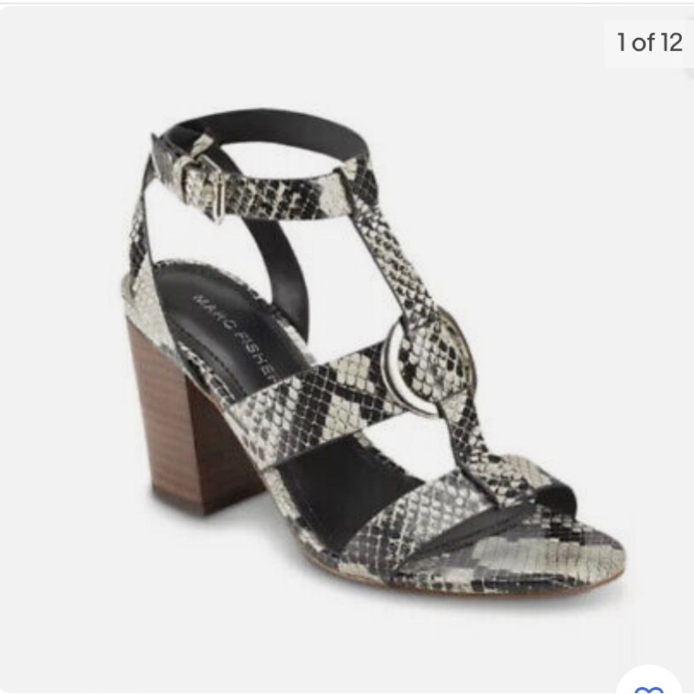 Marc Fisher Walina 2” Block Heeled Sandals 7M Ankle Strap EUC